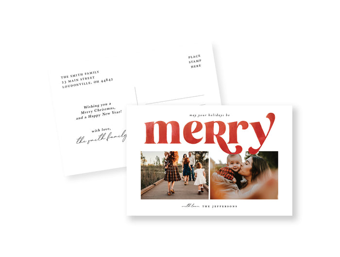 Merry Red Watercolor Postcard