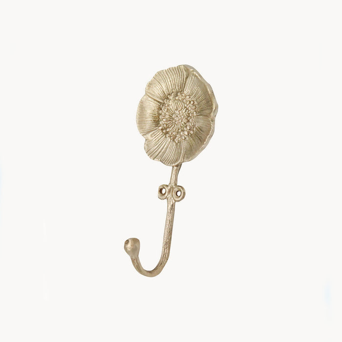 Mia Poppy Wall Hook - Recycled Brass