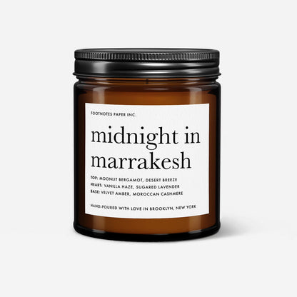 Midnight in Marrakesh Candle | Amber Vanilla Gourmand Candle - Footnotes Paper