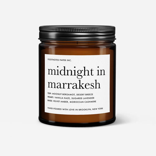 Midnight in Marrakesh Candle | Amber Vanilla Gourmand Candle - Footnotes Paper
