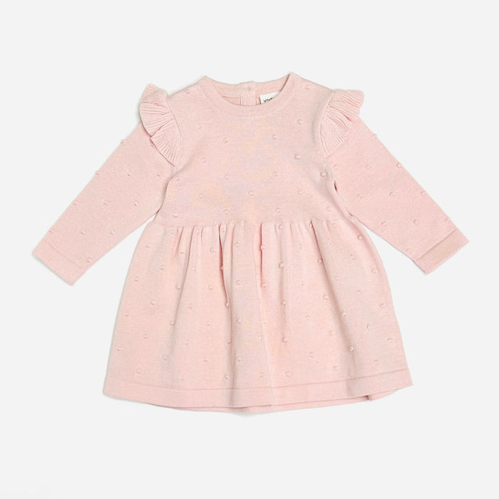 Milan Ruffle & Bobble Sweater Knit Baby Dress (Organic Cotton)