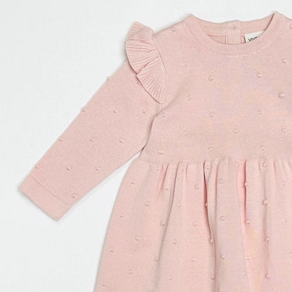 Milan Ruffle & Bobble Sweater Organic Baby Knit Dress (Organic Cotton)