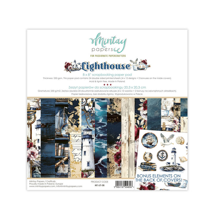 Mintay - 8X8 Paper Pad - Lighthouse. Available at Embellish Away located in Bowmanville Ontario Canada.