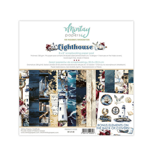 Mintay - 8X8 Paper Pad - Lighthouse. Available at Embellish Away located in Bowmanville Ontario Canada.