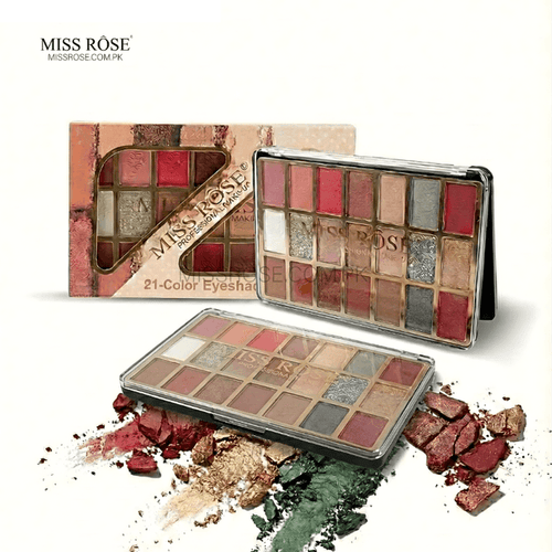 Miss Rose 21-Color Eyeshadow Palette - Miss Rose Com Pk