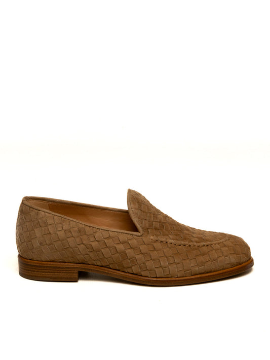 FRANCO RUSSO Mocassino camoscio intrecciato chestnut 9907 CAM-CHESTNUT