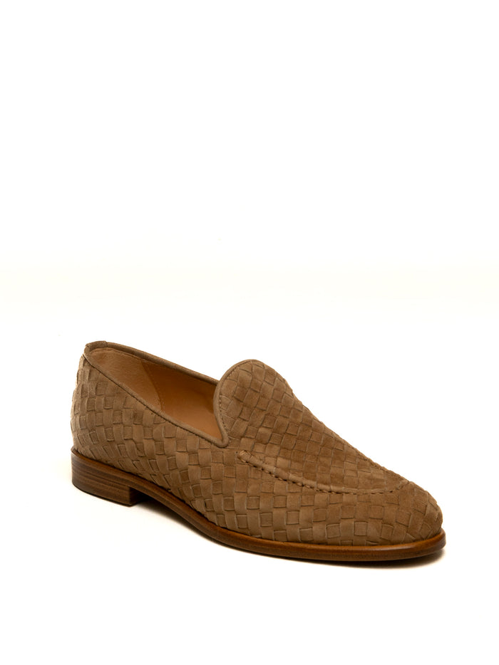 FRANCO RUSSO Mocassino camoscio intrecciato chestnut 9907 CAM-CHESTNUT