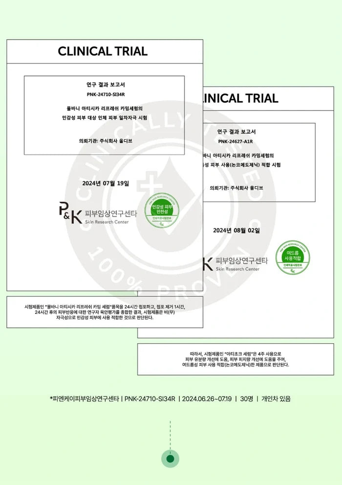 Clinical trial documents with a green background