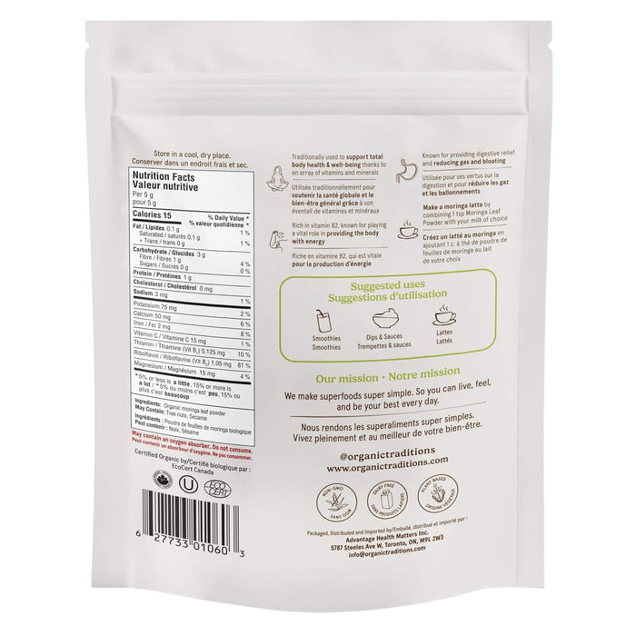 Organic Traditions Moringa Leaf Powder Back