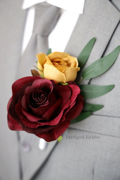 Mustard, Plum and Burnt Orange Silk Wedding Bouquet  - $65.00| Romans