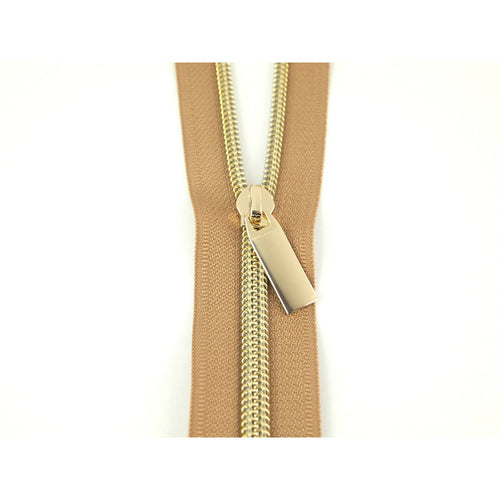 Natural #5 Nylon Coil Zippers: 3 Yards with 9 Pulls