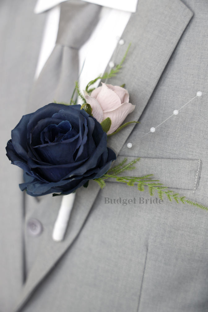 Navy Blue and Mauve Faux Wedding Bouquet- $170.00|Chihuahua
