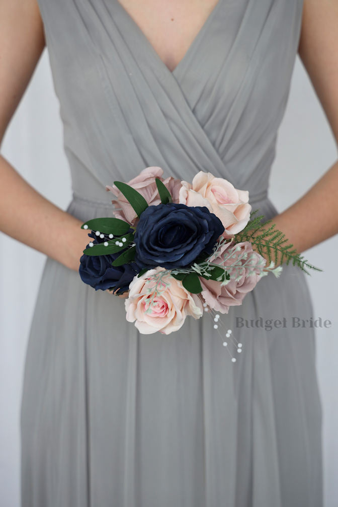 Navy Blue and Mauve Faux Wedding Bouquet- $39.50 |Chihuahua