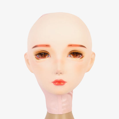 Neogan Tangerine female doll mask by Inthemask, featuring detailed facial features, gag, and latex hood for cosplay or costume use.