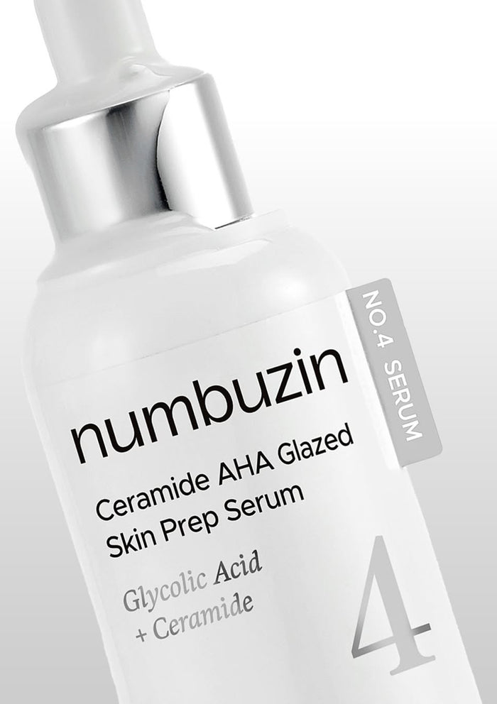 Numbuzin Ceramide AHA Glazed Skin Prep Serum bottle on a white background