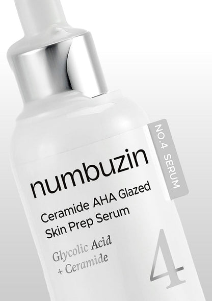 Numbuzin Ceramide AHA Glazed Skin Prep Serum bottle on a white background