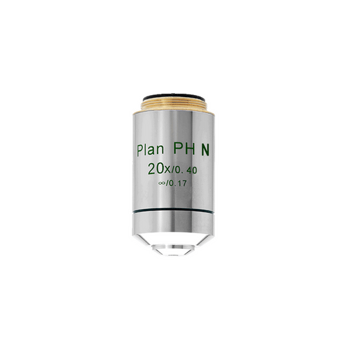 Objective Working Distance 2.71mm 20X Infinity Plan Achromatic Negative Phase Contrast Objective, SKU PH03023434, three quarter front view