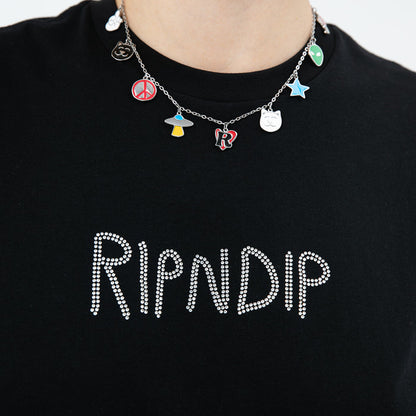 RIPNDIP OG RIPNDIP Cropped Rhinestone Tank (Black)
