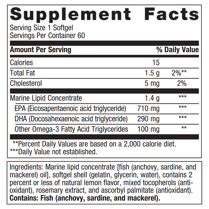 OmegaGenics EPA-DHA 1000 by Metagenics Ingredients Label