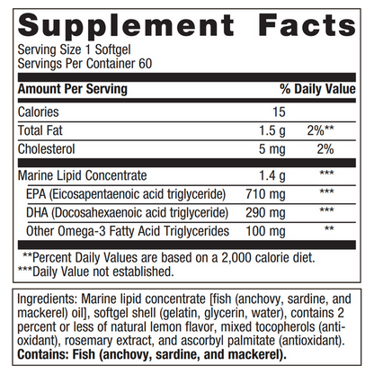 OmegaGenics EPA-DHA 1000 by Metagenics Ingredients Label