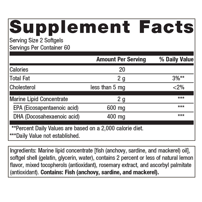 OmegaGenics EPA-DHA 500 by Metagenics Ingredients Label