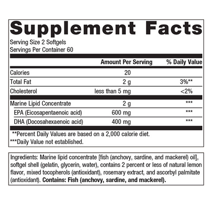 OmegaGenics EPA-DHA 500 by Metagenics Ingredients Label