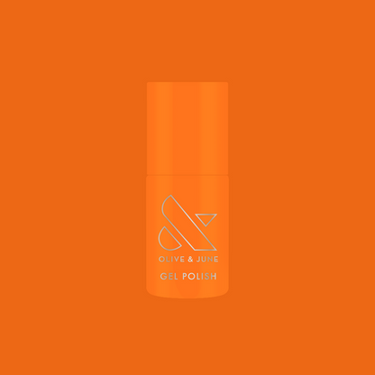 OOO 4EVA - Gel bright radiant tangerine orange gel polish bottle by Olive and June for vibrant mani and long-lasting wear