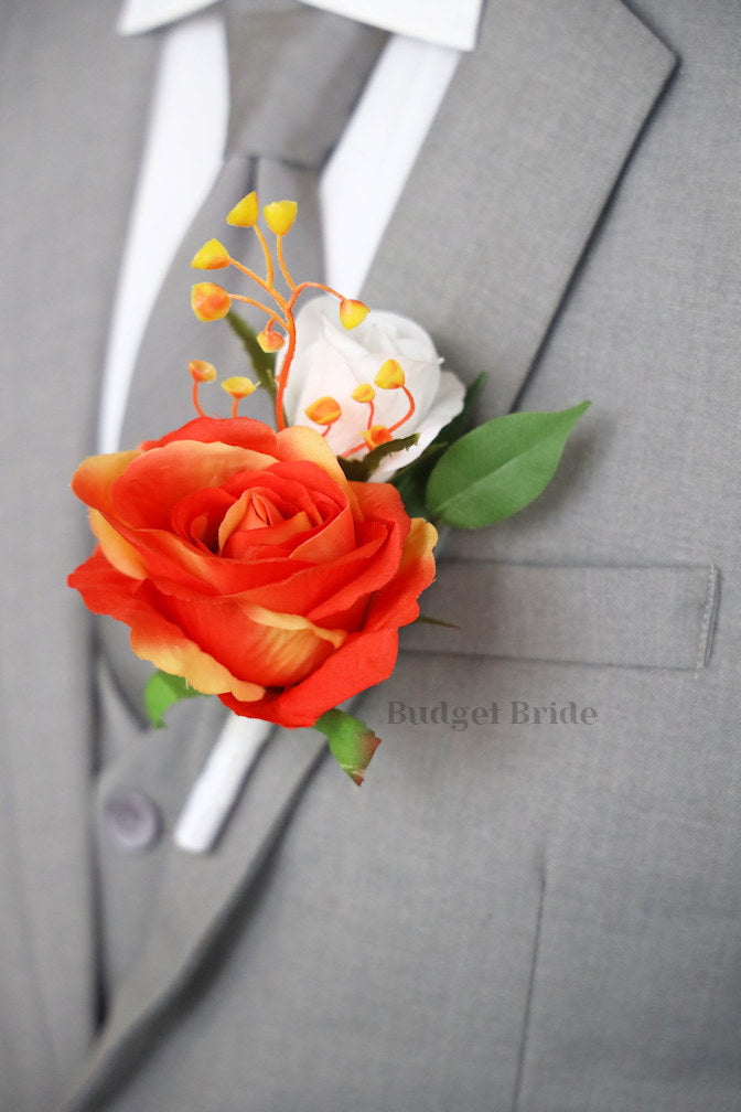 Orange and Teal Silk Wedding Bouquet   - $39.50 | Sebonack