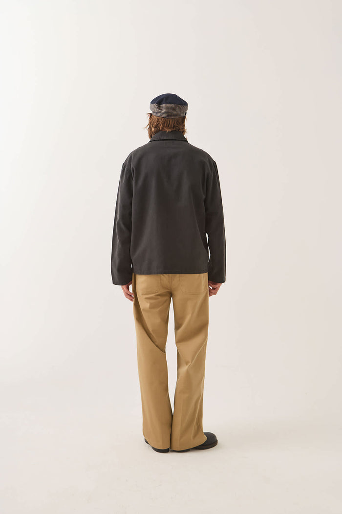 Men's Painters Jacket in the color Washed Black - Men's Back View