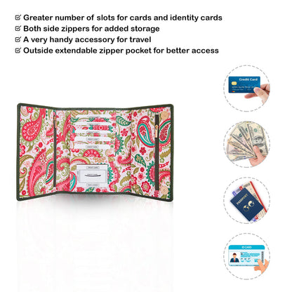 Women's paisley trifold travel wallet for daily use and trips-feature image