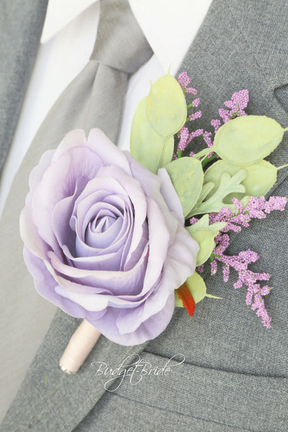 Peach and Dusty Lavender Silk Wedding Bouquet   - $45.00 | Christian