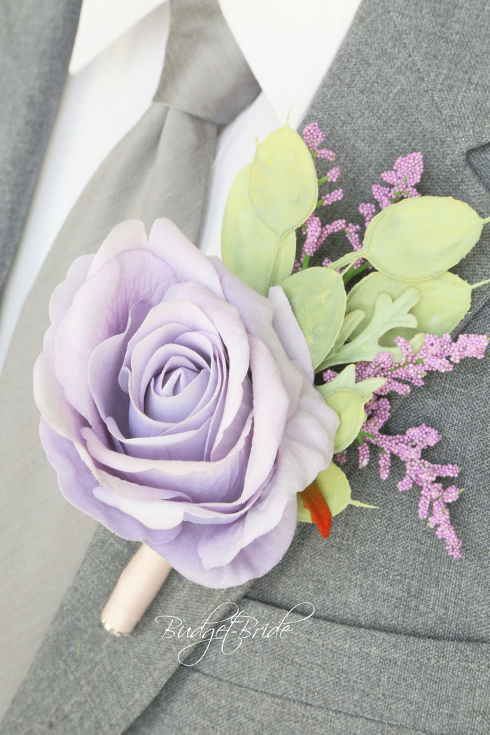 Peach and Dusty Lavender Silk Wedding Bouquet   - $65.00 | Christian