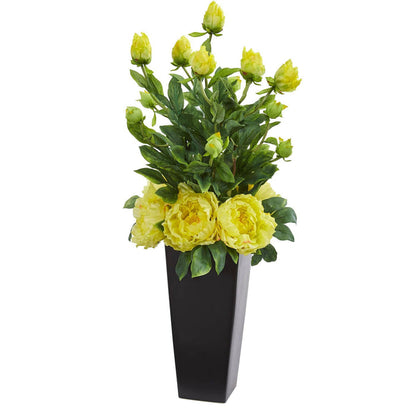 Peony Artificial Arrangement in Black Vase
