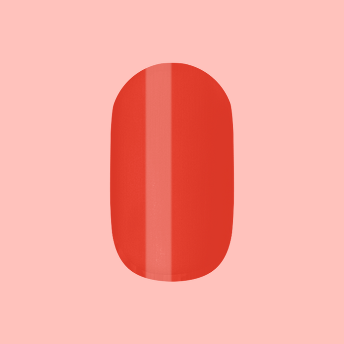 Perfect Pinwheel | Short | Round - Tab Press-On in vibrant coral shade for easy, quick Dry at-home manicure