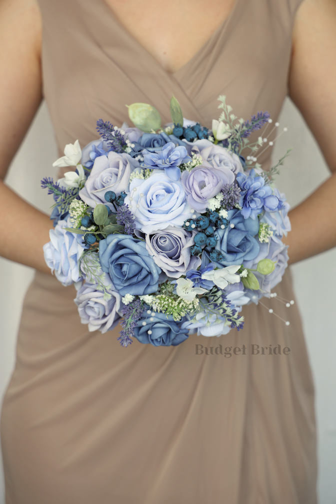 Periwinkle and Steel Blue Elegant Wedding Bouquet- $45.00| Ella