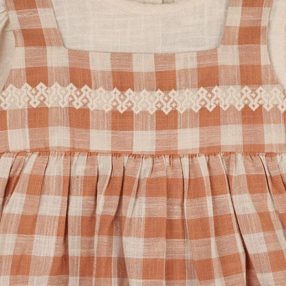 Pinafore Gingham Baby Dress, Slub Shirt & & Fancy Bloomer Set (Organic)