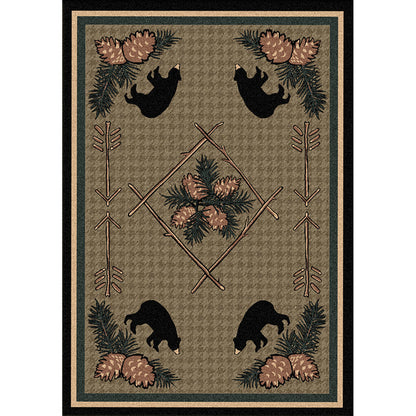 Image of an area rug, Pine Cone Bears - Green