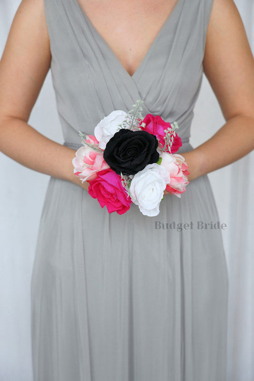 Pink and Black Silk Wedding Bouquet   - $39.50 | Seminole