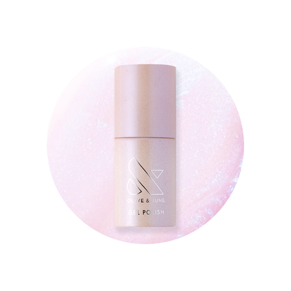 The Glazed Gel Mani System gel polish bottle in shimmery neutral pink for easy at-home manicure and long-lasting wear