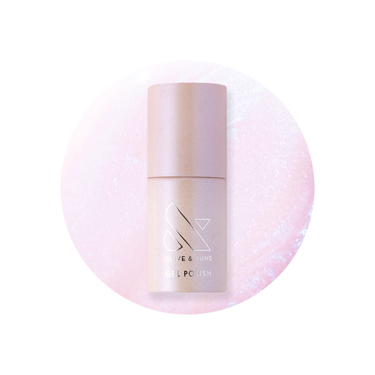 The Glazed Gel Mani System gel polish bottle in shimmery neutral pink for easy at-home manicure and long-lasting wear