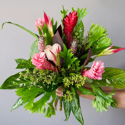 Pink Pineapple Tropical Diy Flower Kit Vase - Image