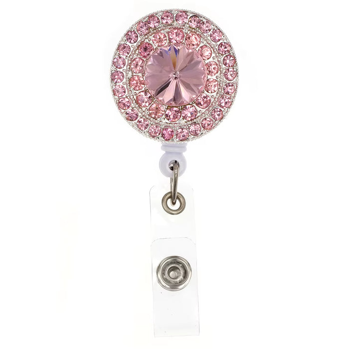 Pink Rhinestone Badge Reel