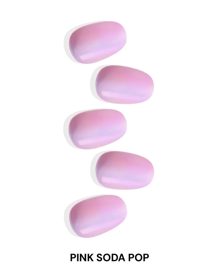 EyeCandys Pink Soda Pop Gel Nail Stickers featuring a vibrant hot pink design with a glittery finish. This semi-cured gel style delivers a bold, playful look—perfect for adding sparkle to spring and summer nails with a salon-quality shine that lasts up to 2 weeks.