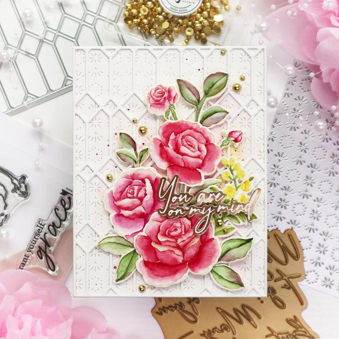 Pinkfresh Studio - Hot Foil Plate - Modern Script Sentiments. 1 piece hot foil plate to coordinate with the Modern Script Sentiments die. There is also a matching Modern Script Sentiments stamp set. Approximate Measurements: 4.25 x 5.5 inches. Available at Embellish Away located in Bowmanville Ontario Canada. Card example by brand ambassador.