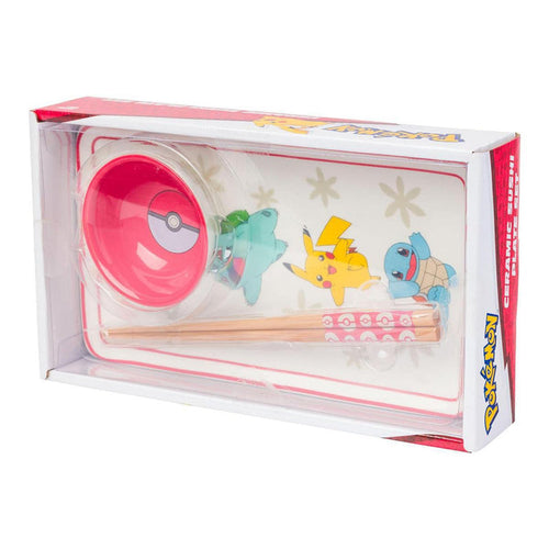 Pokemon Vertical Group Red Sun Boxed 3 pcs Ceramic Sushi Set