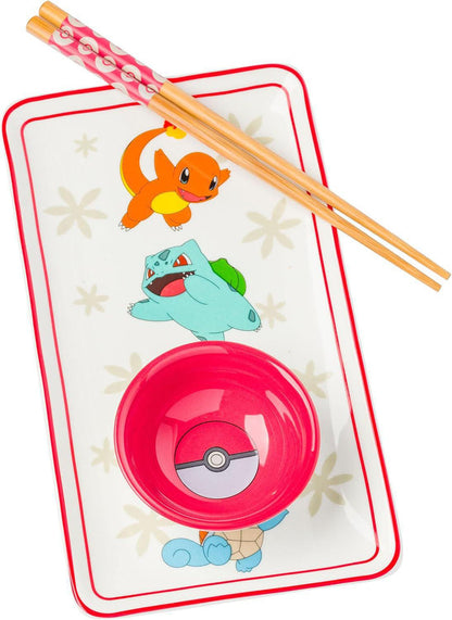 Pokemon Vertical Group Red Sun Boxed 3 pcs Ceramic Sushi Set