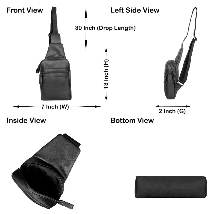Black Genuine Leather Fanny Pack for Men and Women for Travel and Everyday Use-infograohic image