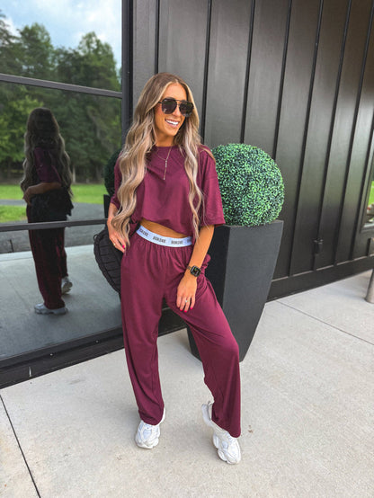 PREORDER: Tee & Boxer Pant Set in Wild Mulberry // eta Nov - Early Dec