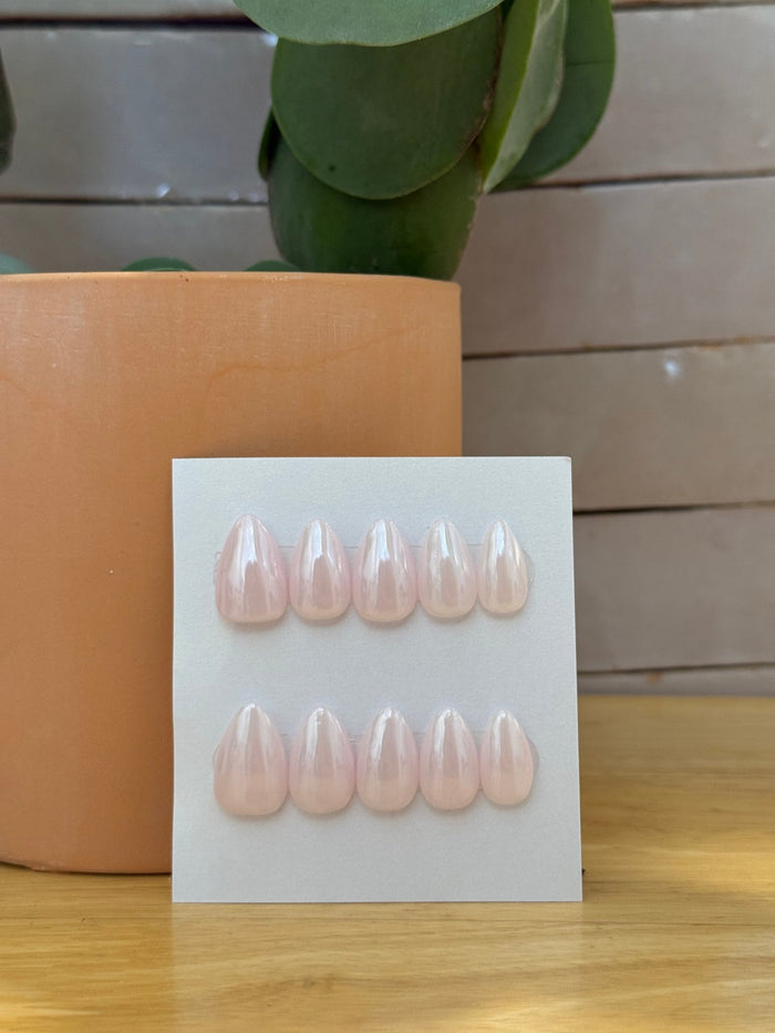 Press On Nails- Short Almond- Small size- Glazed Pink - Aesthetics By Kell