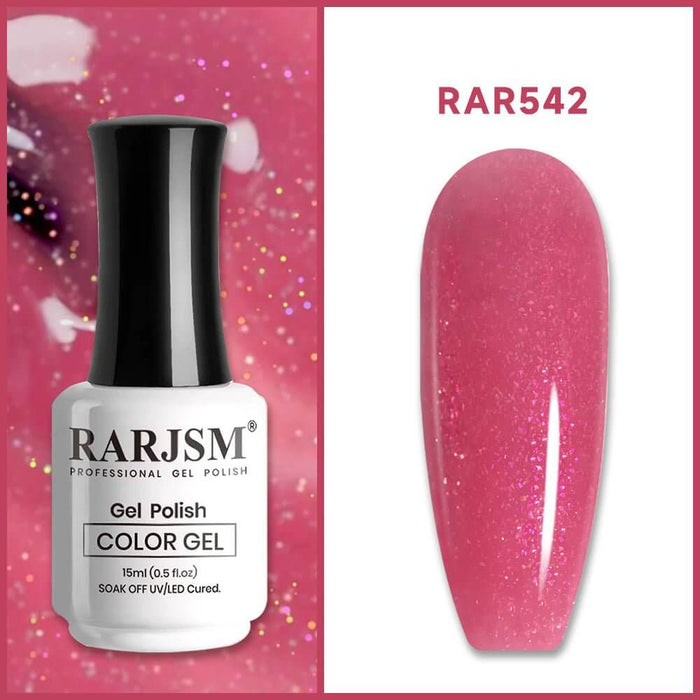 RARJSM ®Purple Red Rainbow Shimmer Gel Nail Polish 15ml #542